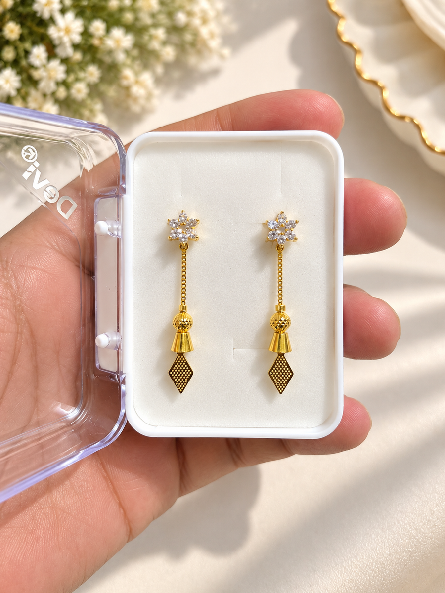 Golden Star Long Drop Earrings