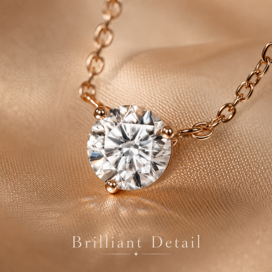 Rose Gold Solitaire Pendant Necklace
