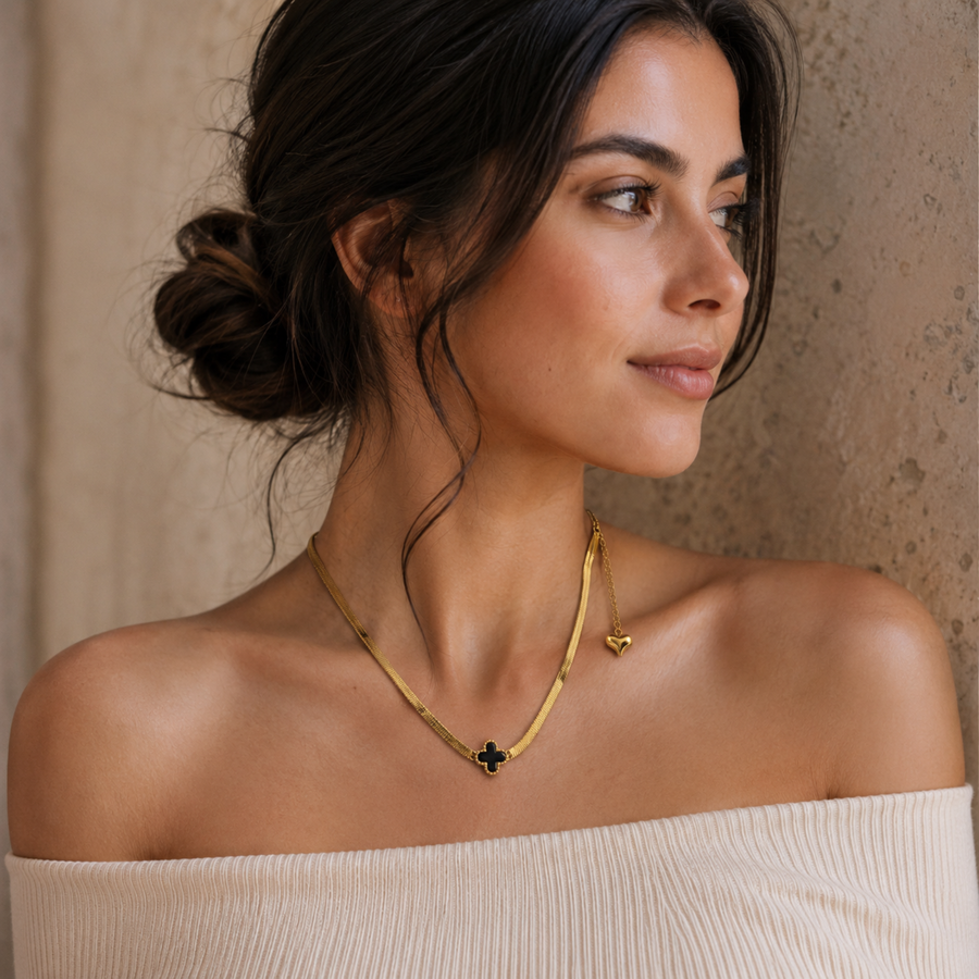 Golden Black Clover Necklace