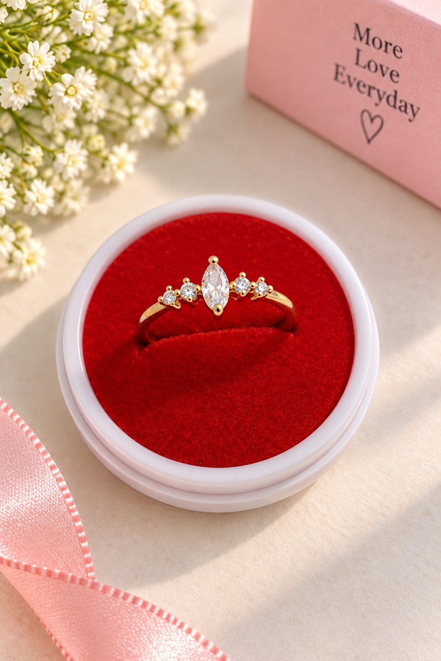 Gold Tone Marquise Crystal Ring