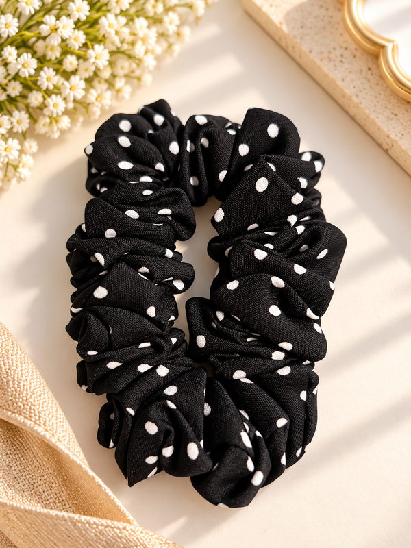 Polka Dot Fabric Scrunchie